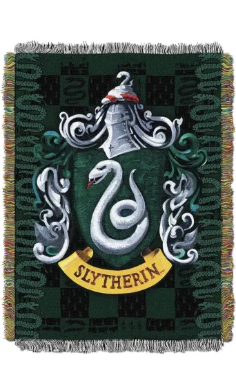 Nice Harry Potter Woven Tapestry Throw Blanket Slytherin House Shield 48"x60"