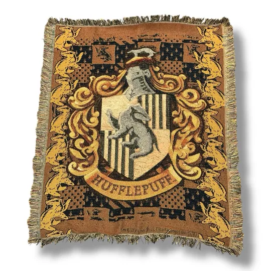 Harry Potter Woven Tapestry Throw Blanket Hufflepuff Crest 43x53 Inch