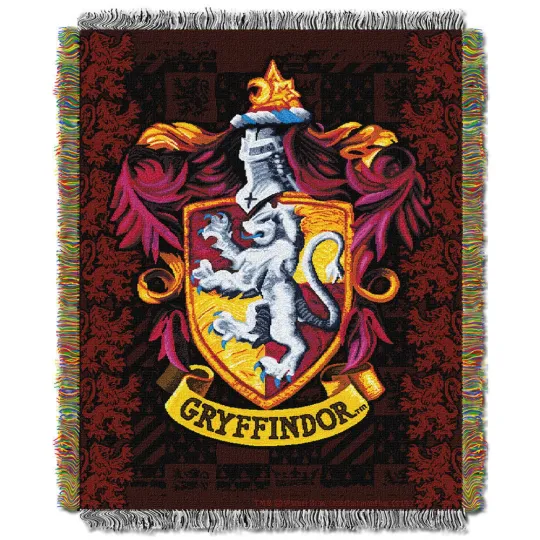Harry Potter GRYFFINDOR CREST WOVEN TAPESTRY THROW Blanket Wall Hanging Made USA