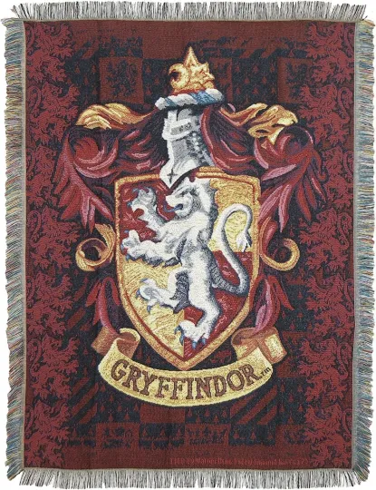 Northwest Harry Potter Gryffindor Shield Woven Tapestry Throw Blanket, 48"x60"
