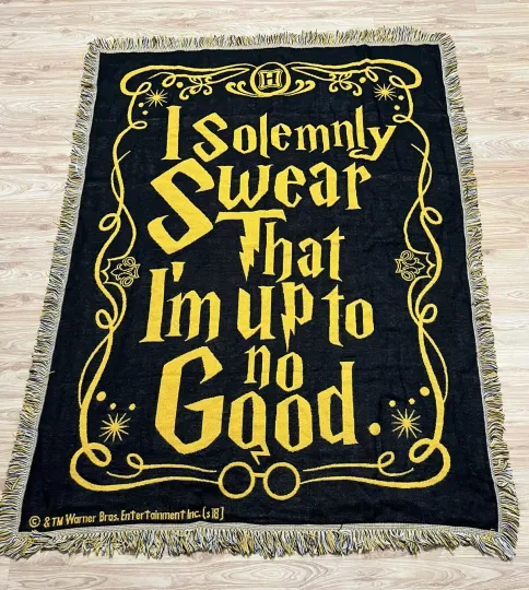 Discover VINTAGE WARNER BROS HARRY POTTER UP TO NO GOOD WOVEN TASSELED THROW SOFA BLANKET