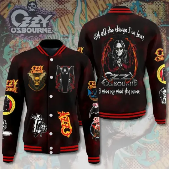 Ozzy Osbournes All Over Print Special Design Varsity Jacket