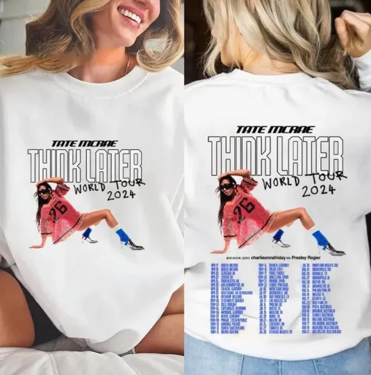 Discover Tate McRae The Think Later World Tour 2024 Double Sided T-Shirt