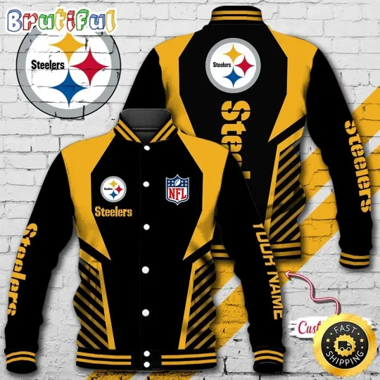 Discover Custom Name Pittsburgh Steelern Baseball Jacket Football Sports Varsity Jacket