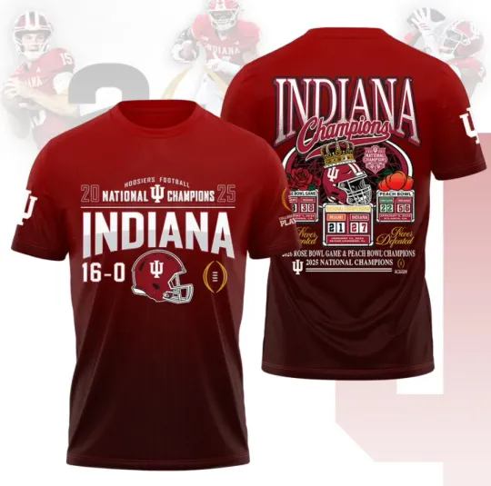 Discover Inndiana Hoosi-Er Football 2025 National Champions 3D T-Shirt