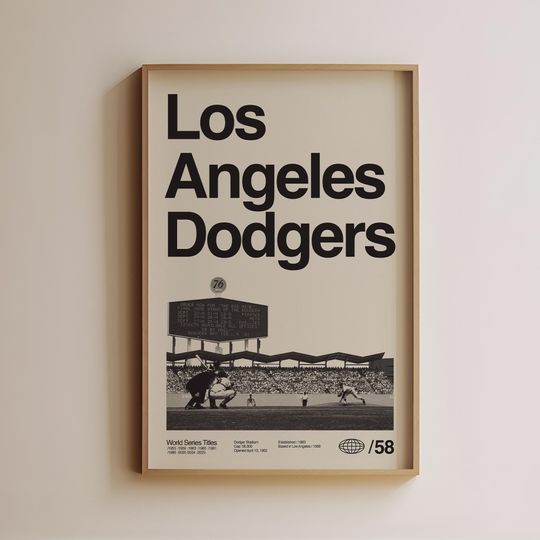 Los Angeles Dodgers Midcentury Modern Vertical Poster Wall Art