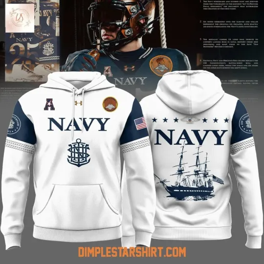 Discover Navy Midshipment 250th Anniversary Uniform White Hoodie