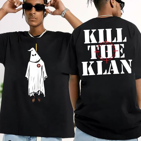 Discover Kill The Klan T-shirt, Funny Klan Hanging Graphic Quote Retro 2 Sided T-Shirt, Anti-Fascist Shirt, Anti KKK Shirt, Trending Meme Shirt