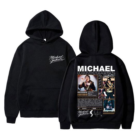 Classic Vintage Michael Jackson King of Pop Hoodie Men Fashion Retro Gothic Rock Sweatshirt Punk Oversized Pullover Streetwear