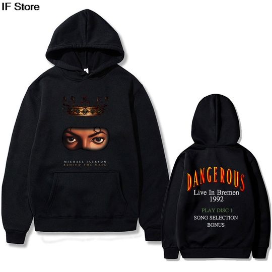 King of Pop Michael Jackson Behind The Mask Hoodie Men Women Fashion Gothic Oversized Sweatshirt Dangerous World Tour Clothes