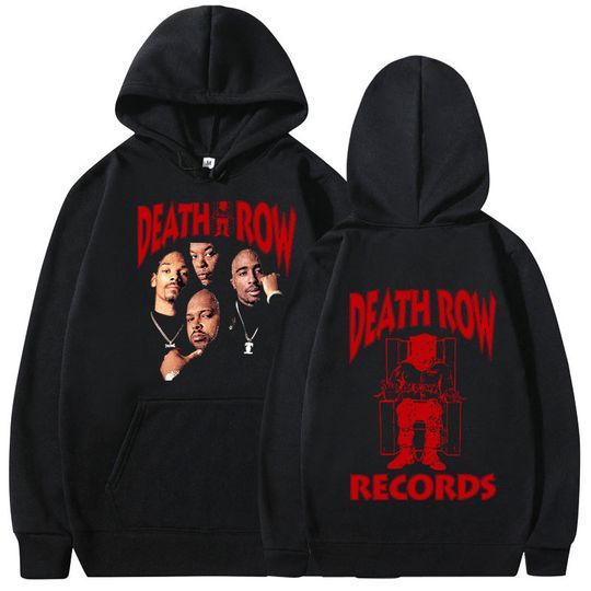 2025 Men's hoodie Death Row Records Men's high-quality aesthetic hoodie Retro hip-hop 90s hoodie Harajuku style sweatshirt