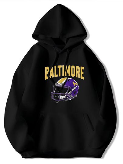Discover Baltimore Football Helmet Design Hoodie - Long-sleeved, Casual Style - Perfect for Sports Enthusiasts