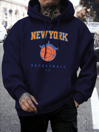 Discover New York Basketball Printed Pullovers Men Fleece Casual Sportswear Autumn Warm Fashion Clothing Unisex Loose Soft Hoodies
