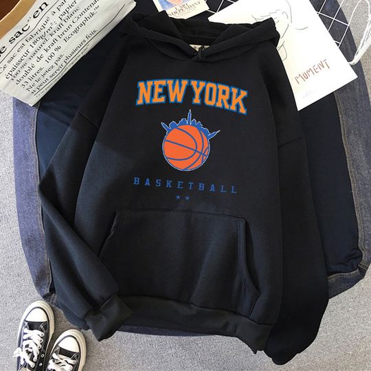 Discover New York basketball street hip-hop hoodie men's oversized pocket street wear hip-hop casual hoodie soft wool loose men's hoodie