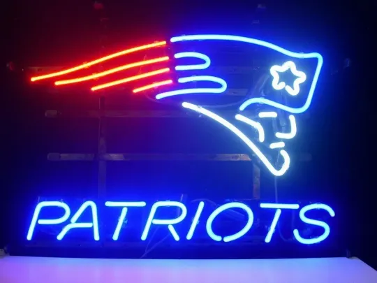 New England Patriots Man Cave Neon Sign Light Lamp Bar Club Real Glass