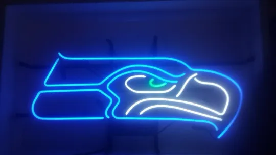 Seattle Seahawks Football Man Cave Neon Sign Light Lamp Real Glass Club