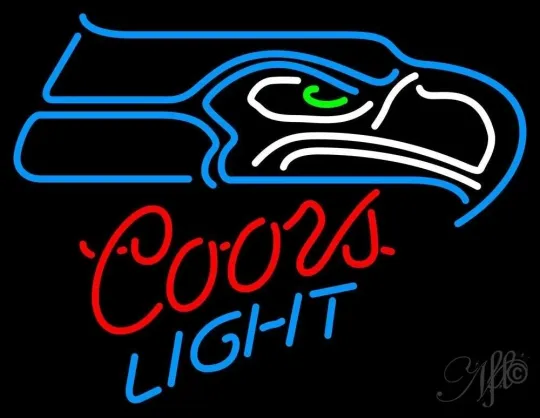 CCOORS Light Seattle Seahawks Beer Neon Sign Bar Real Glass Light