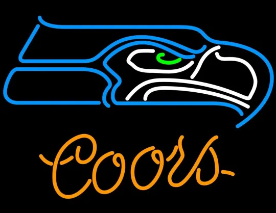 Seattle Seahawks CCOORS Beer Neon Sign Bar Real Glass Light Club Decor