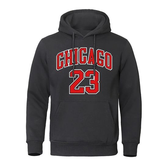 Discover Chicago 23 Jersey Letter Number Pattern Hoodie Men Fashion Hip Hop Pullover Hoody O-Neck Street Sweatshirt Pocket Fleece Hoody
