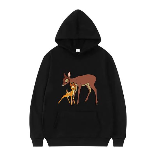 Discover Disney Bambi  Woman Fashion Streetwear Casual Loose Black Spring Tops Clothing Pullovers Ladies Cheap Hoodies Men Sweatshirts