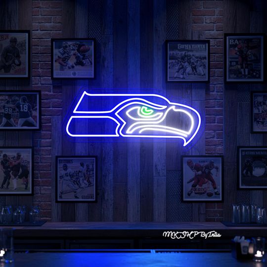 Seattle Seahawks Neon Sign for Sports Bars and Man Caves - Football Fan Decor