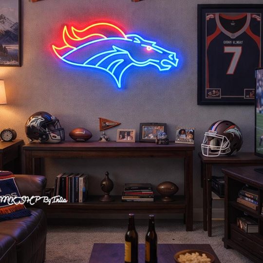 Discover Denver Broncos Neon Sign for Man Cave, Game Room Decor, Football Fan Gift