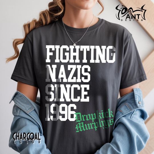 Discover Dropkick Murphys T Shirt Print on Front & Back Fighting Nazis Since 1996 Flogging Molly The Rumjacks Unisex Heavy Cotton T Shirt S-5XL