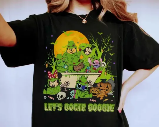 Discover Mickey Minnie Stitch Angel Let's Oogie Boogie T-Shirt