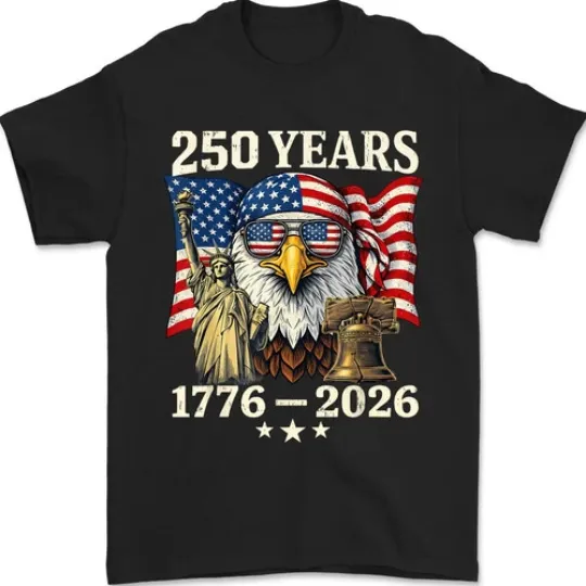Discover 250 Years American Flag 250th Anniversary USA Bald Eagle Patriotic Retro Reprint