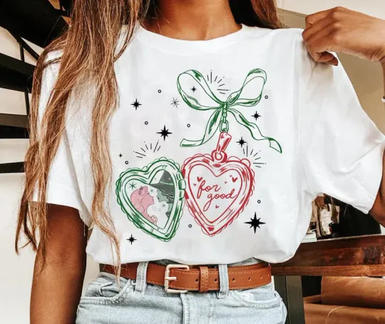 Discover Wicked Movie For Good Locket Heart Coquette Bow T-Shirt