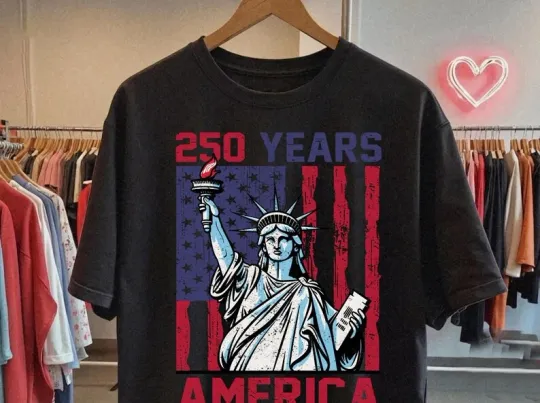 Discover Statue Of Liberty USA Flag 250 Years Of Freedom Patriotic Tshirt