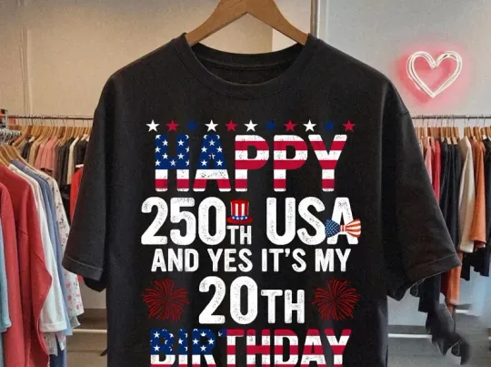 Discover Happy 250th USA Birthday Patriotic Birthday 4th Of July Gift Tshirt