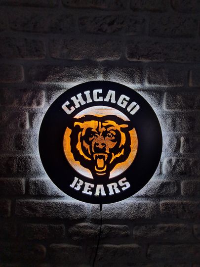 Chicago Bears Led Lighted Sign, American Football Emblem, Wall Decor, Man Cave Art, Christmas Gift