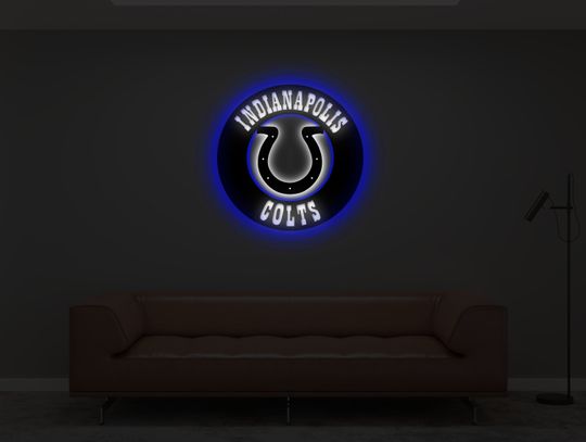 Indianapolis Colts Metal Sign, Illuminated Wall Decor, Sports Team Metal Wall Art
