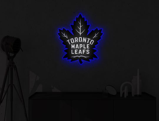 Toronto Maple Leafs Metal Illuminated Sign - Hockey Team Wall Art with LED Lighting