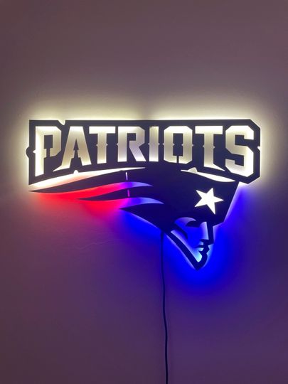 Discover Patriots LED Sign: Steel Wall Art, Man Cave Decor