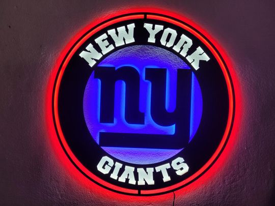 Discover New York Giants LED Sign: Steel Wall Art, Man Cave Decor