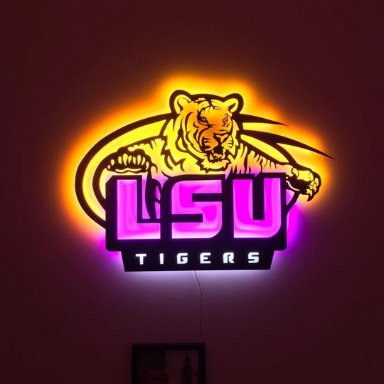 Discover LSU Tigers Metal Led Sign, LSU Lighted Wall Art, Steel Lsu Sign, Metal Wall Decor, Man Cave Decor, Gift for LSU Fans