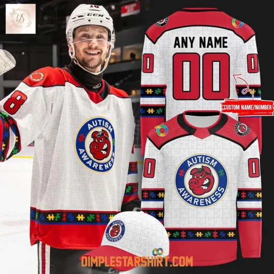 Discover Personalized Rockford IceHogs Autism Awareness Night Hockey Shirt Men's Fan Gear
