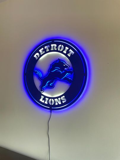 Detroit Lions Metal Sign - Football Lighted Man Cave Decor