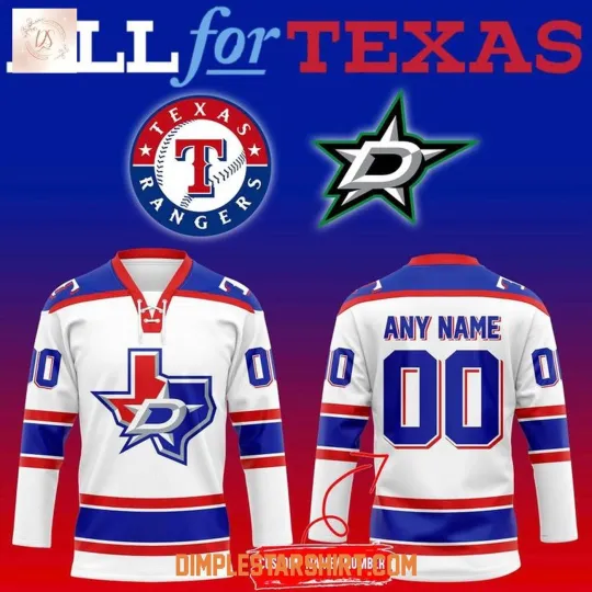 Personalized Texas Rangers Dallas Stars Night 2026 Hockey Jersey Men's Fan Shirt
