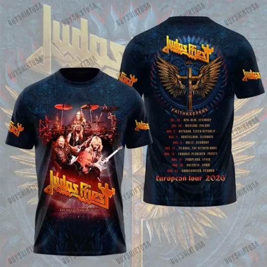 Judas Priest Tour 2026 3D Shirt European Tour Tribute for True Metal Fans Tee