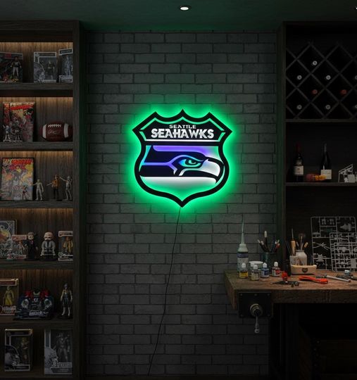 Discover Seattle Seahawks Wall Decor Rainbow Light Metal Sign - Football Fan Gift