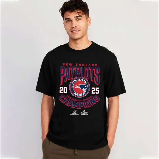 Discover New England Patriots 2025 AFC Champions Right T-Shirt