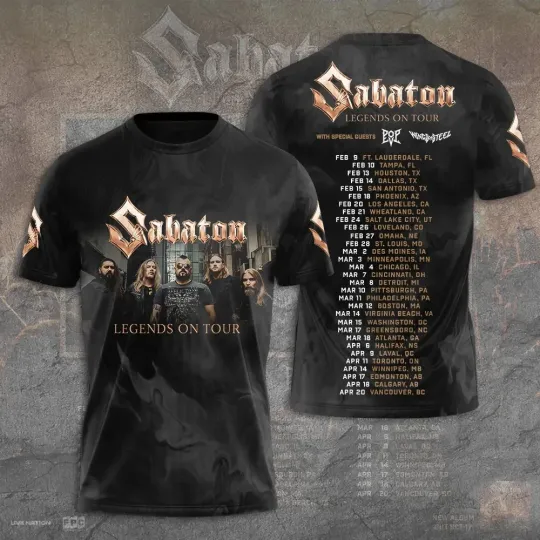 Discover Sabaton Legends on Tour 2026 Unisex 3D T Shirt