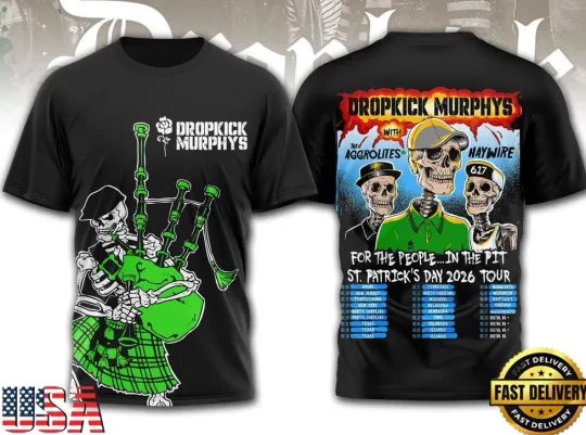 Discover Dropkick Murphys ST.Patrick's Day 2026 Tour 3D T-Shirt