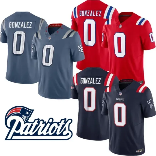 Discover Men's/Youth Patriots #0 Christian Gonzalez Collection Jersey