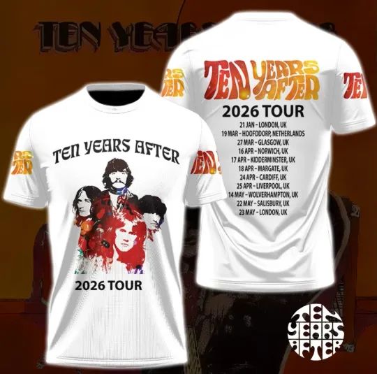 Discover Ten Years After 2026 Tour AOP 3D Adult Unisex T-Shirt