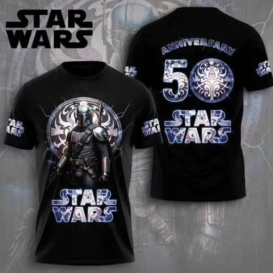 Star Wars 50th Anniversary The Mandalorian Fan Gift Tshirt 3D