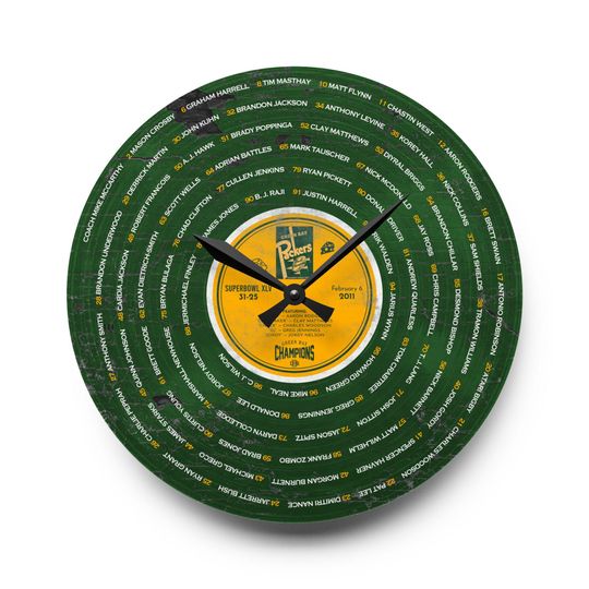 Green Bay Packers Super Bowl XLV Champions Wall Clock | 2010 Championship Roster